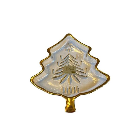 Celebrations by Mikasa Christmas Collection Clear Gold Glass Tree Candy Dish - Picture 1 of 4